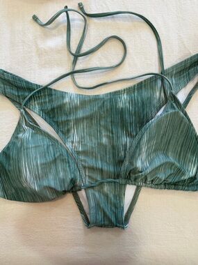 Green Striped Triangle Bikini Set and cover up